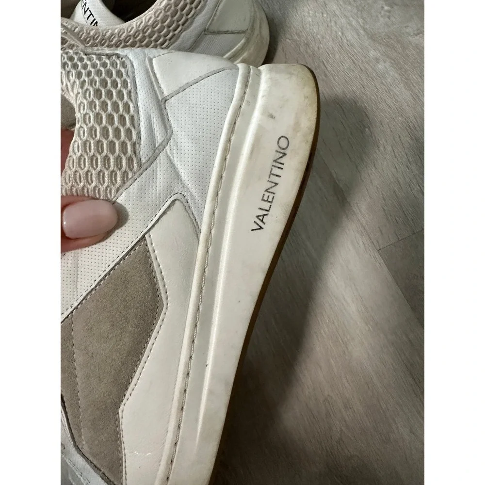 Valentino Men's White Suede Leather Low Top Sneakers Shoes Size 12 Made in Italy